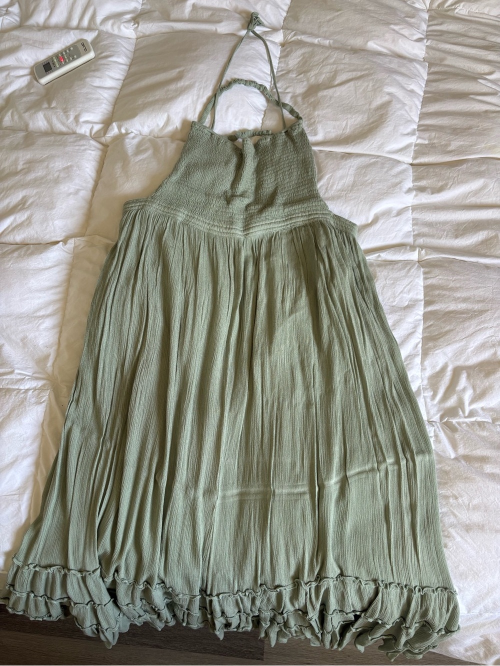 Sage Green Halter Smocked Maxi Dress - Picture 4 of 4